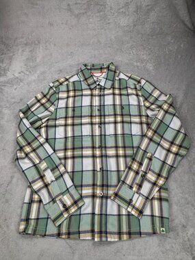 Lake & Trail Shirt Mens Medium Green Flannel Plaid Workwear Casual Button Up